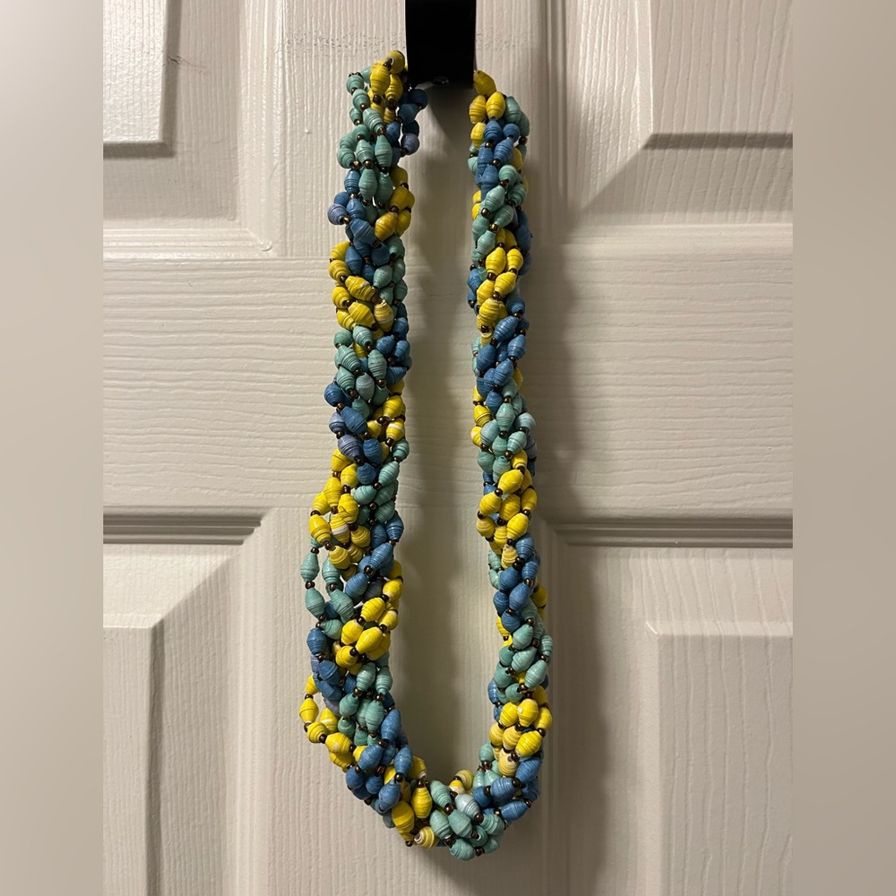 Handcrafted Multicolor Paper Beaded Statement Necklace.